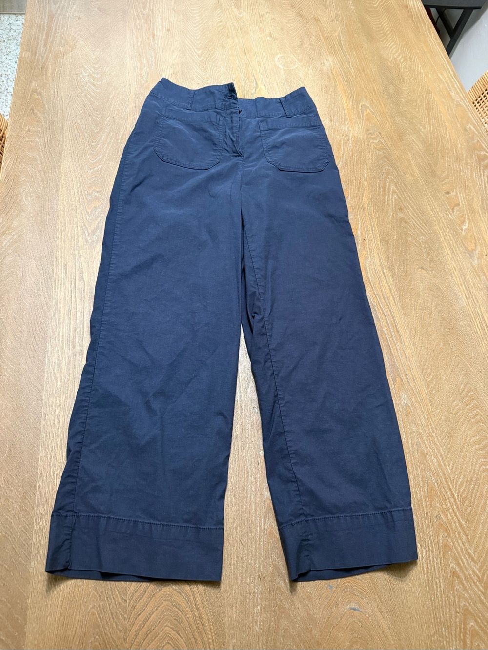 Nicole Millet Wide-Leg Mid Rise Navy Cotton Pants